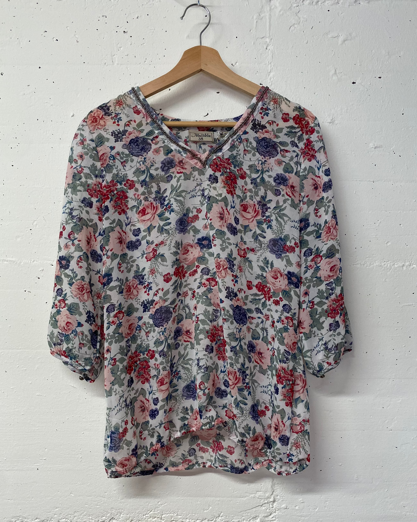 Multiblu Secondhand Bluse – Bunt gemustert, Grösse 38
