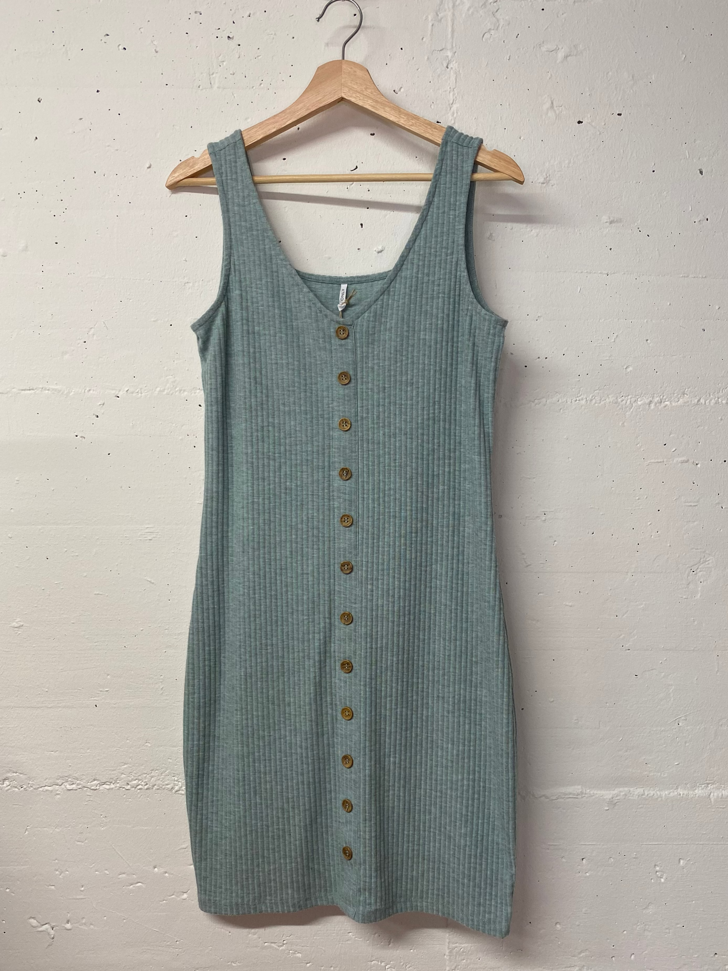 ONLY Secondhand Kleid – Blaugrau, gerippt, Grösse L