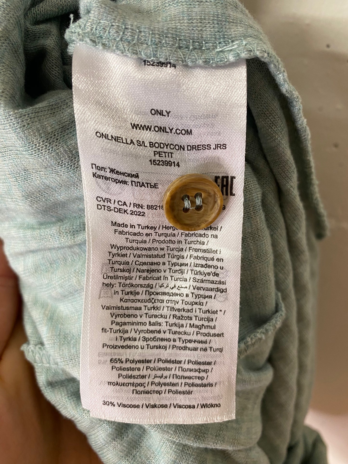 ONLY Secondhand Kleid – Blaugrau, gerippt, Grösse L