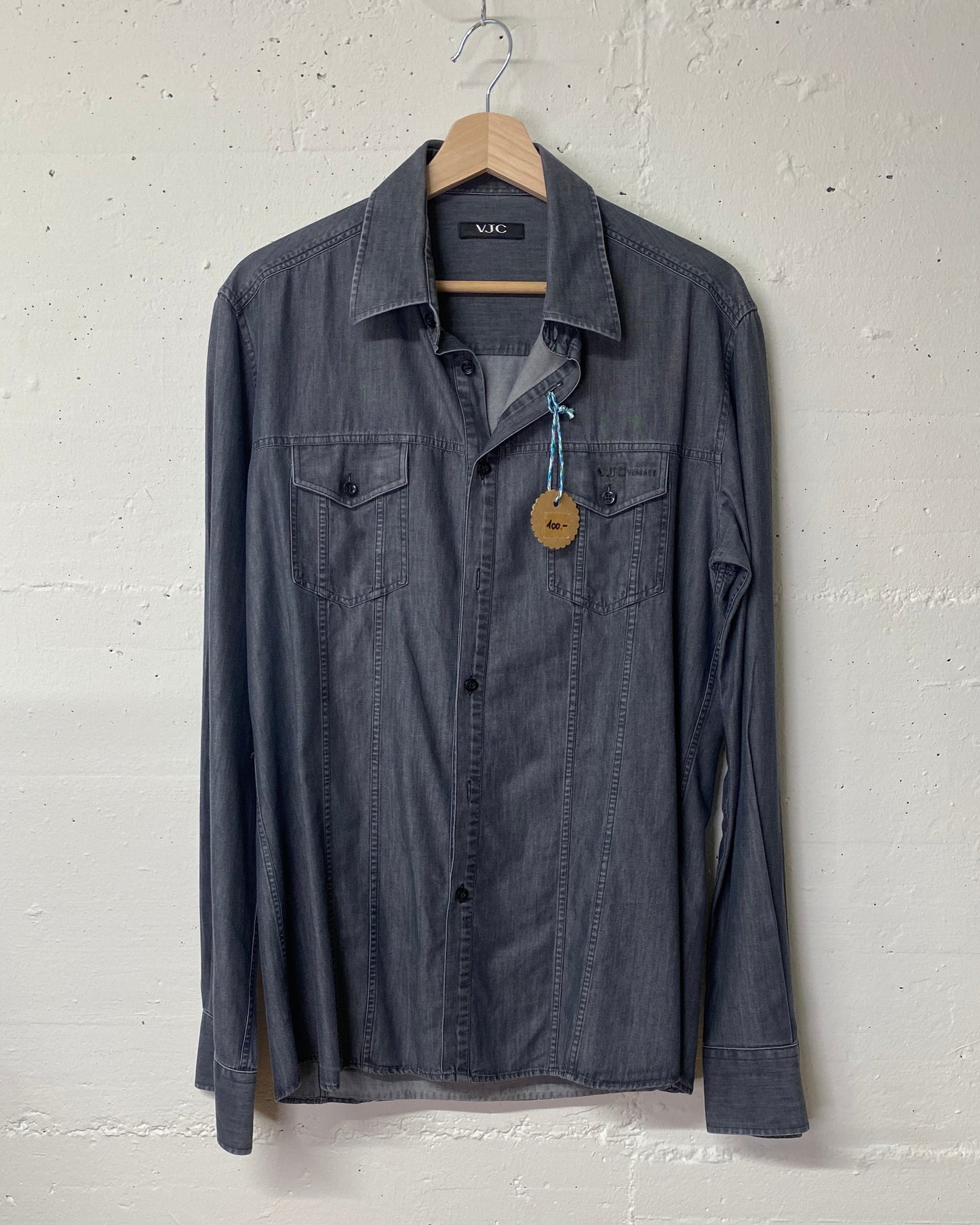 VJC Versace Designer-Jeanshemd – Grau, Grösse 44