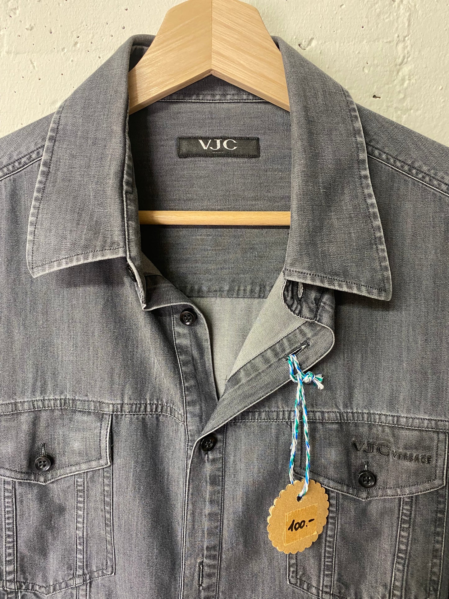 VJC Versace Designer-Jeanshemd – Grau, Grösse 44