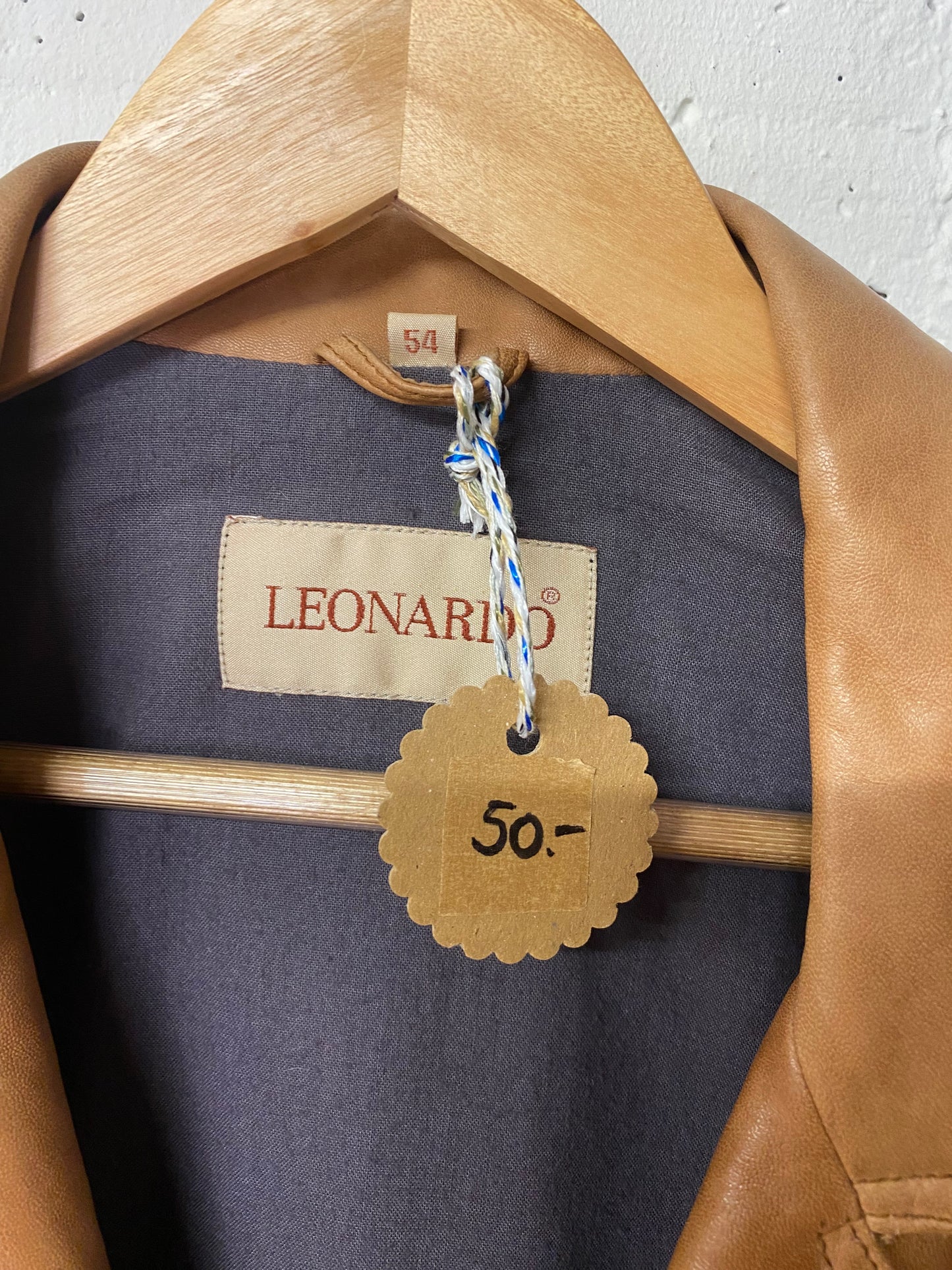 Leonardo Vintage Lederjacke – Cognacbraun, Grösse 54 (XL)