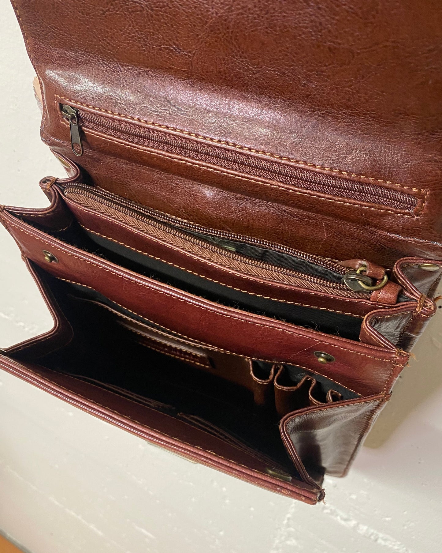 Leonhard Heyden Vintage Ledertasche – Kastanienbraun, Echtleder