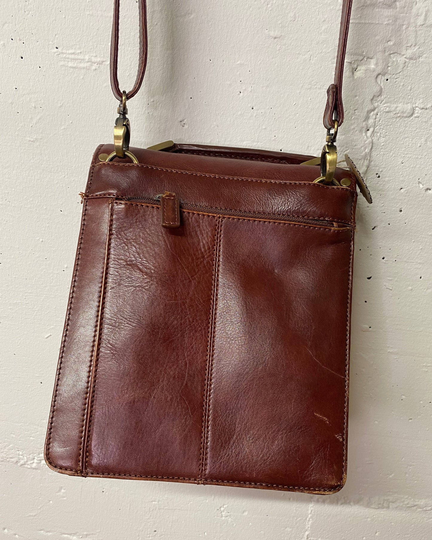Leonhard Heyden Vintage Ledertasche – Kastanienbraun, Echtleder