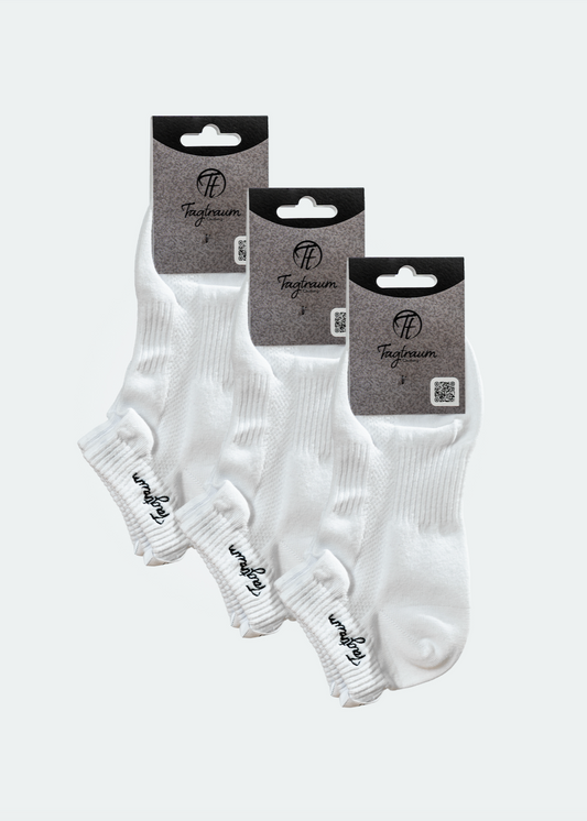 3er Set Sneaker Socken weiss mit schwarzem Stick