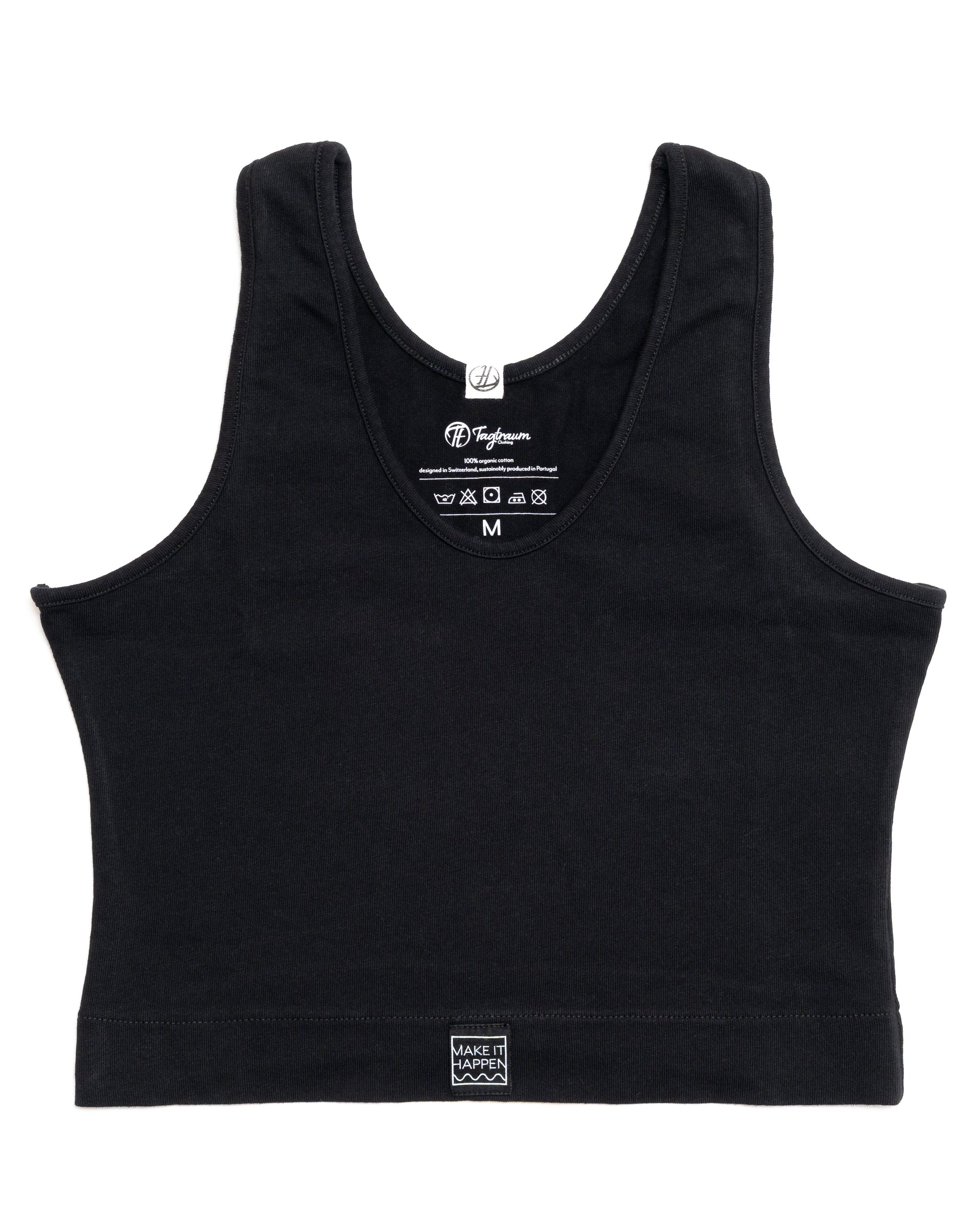 Schwarzes Crop Top Basic mit edlem Tagtraum Stick