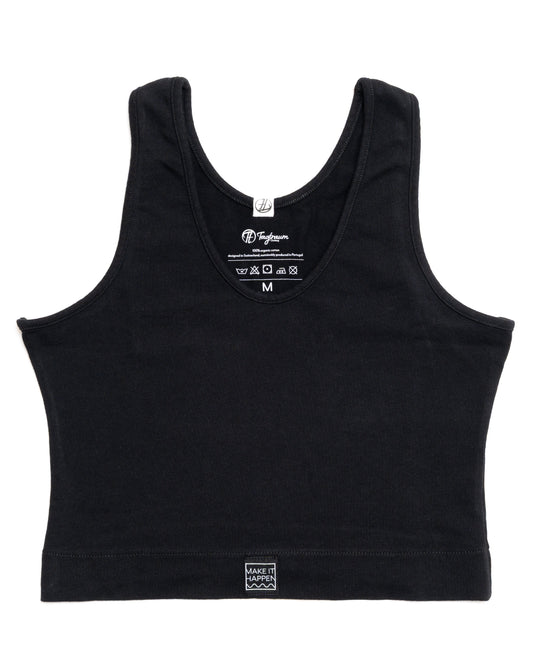 Schwarzes Crop Top Basic mit edlem Tagtraum Stick