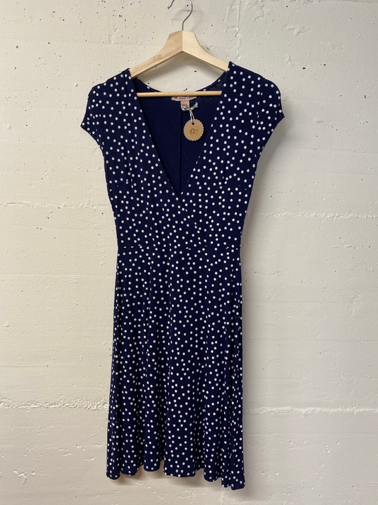 Secondhand Kleid – Dunkelblau gepunktet, Grösse S