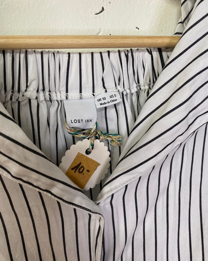 Secondhand Bluse – Weiss mit Streifen, Gr. 36