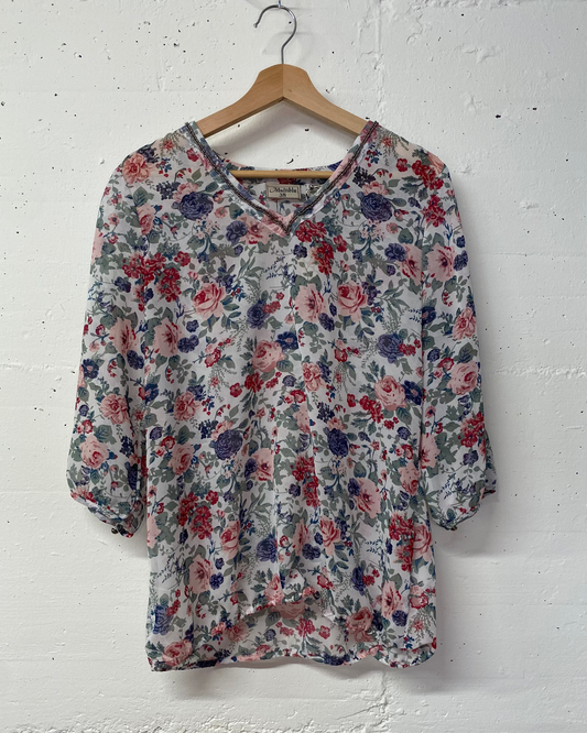 Multiblu Secondhand Bluse – Bunt gemustert, Grösse 38