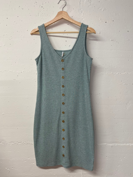 ONLY Secondhand Kleid – Blaugrau, gerippt, Grösse L
