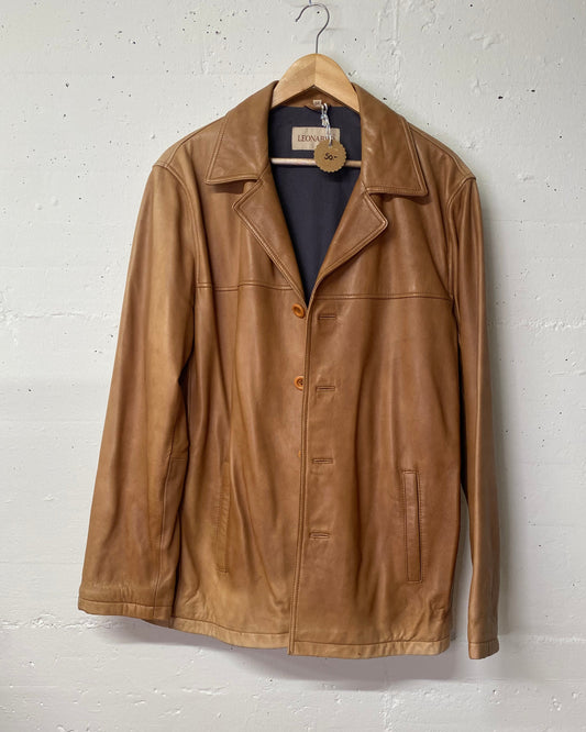 Leonardo Vintage Lederjacke – Cognacbraun, Grösse 54 (XL)