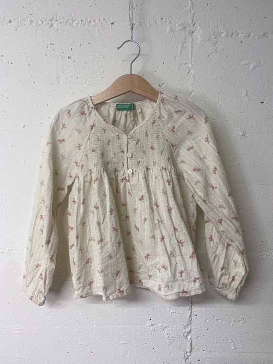 Secondhand Langarmshirt mit Pferdeprint – Grösse 110