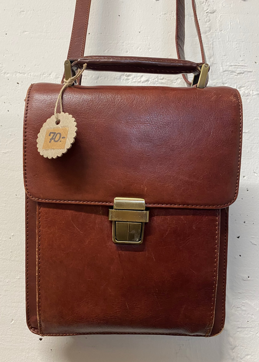 Leonhard Heyden Vintage Ledertasche – Kastanienbraun, Echtleder
