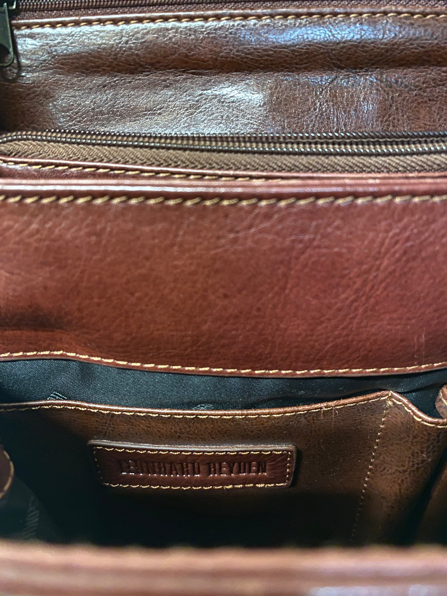 Leonhard Heyden Vintage Ledertasche – Kastanienbraun, Echtleder