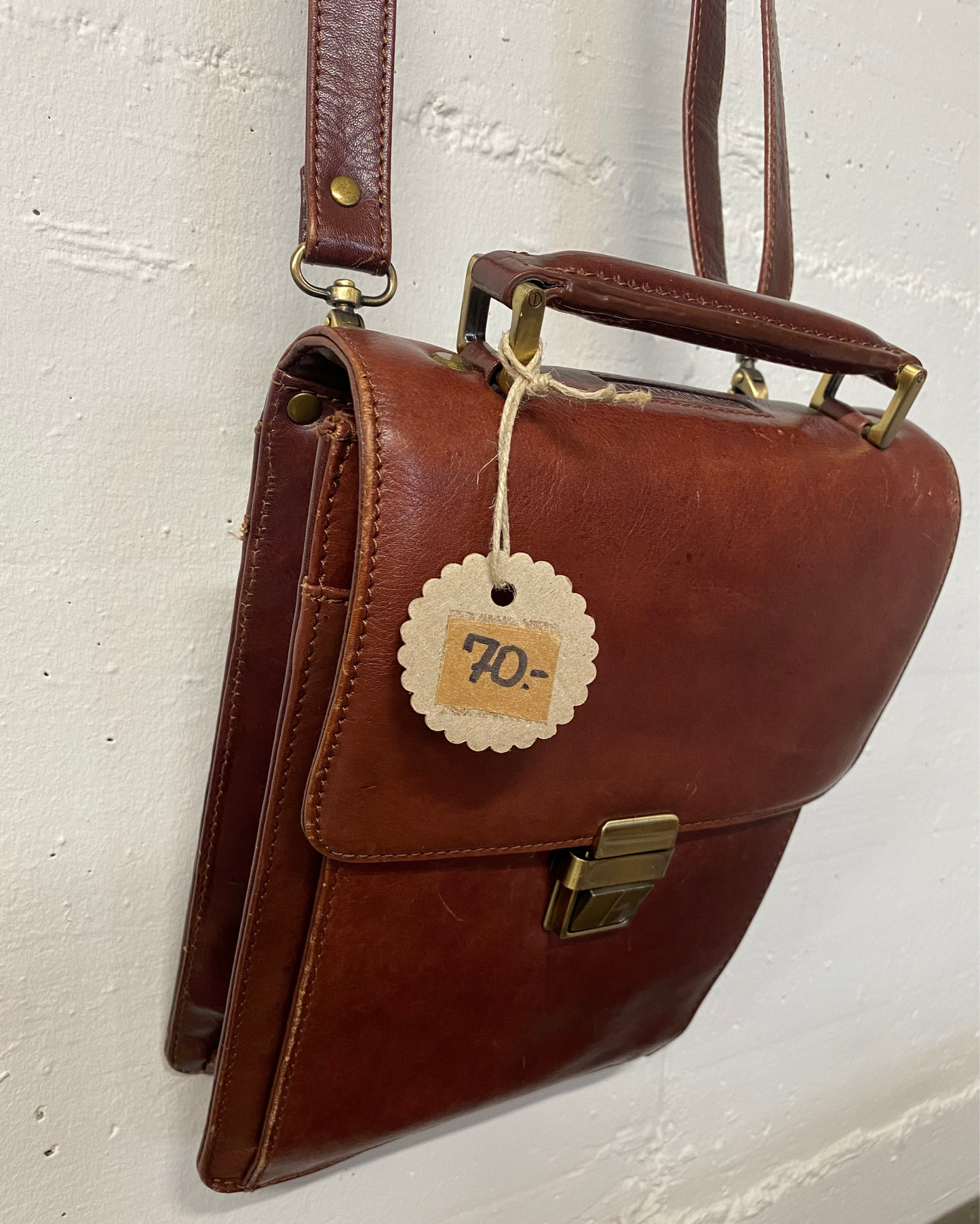 Leonhard Heyden Vintage Ledertasche – Kastanienbraun, Echtleder