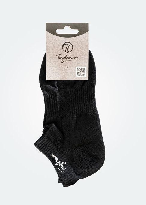 Schwarze Sneaker Socken mit edlem weissem Tagtraum Stick