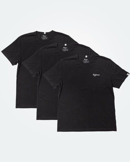 Unser beliebtes Tagtraum Unisex Shirt aus 100% Bio-Baumwolle in Schwarz, im praktischen 3er Set zum Vorteilspreis.