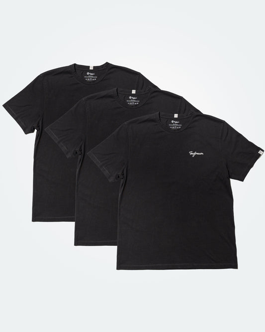 Unser beliebtes Tagtraum Unisex Shirt aus 100% Bio-Baumwolle in Schwarz, im praktischen 3er Set zum Vorteilspreis.